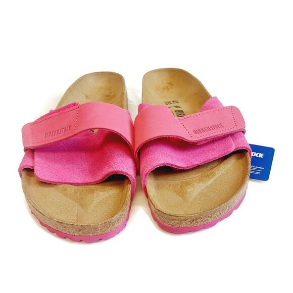 Birkenstock Oita Nubuck Suede Leather Sandals Womens 10 Mens 8 Fuchsia Tulip - Picture 6 of 9